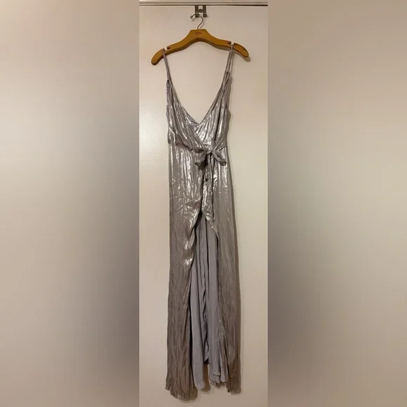 Free People Jocelyn Wrap Maxi Dress Silver - Picture 6 of 7